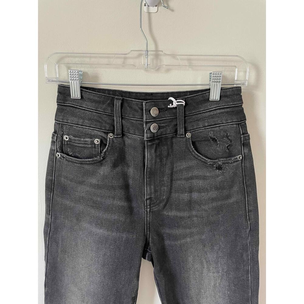 Pistola x Revolve Skinny High Rise Raw Hem Denim Jeans Black Gray Size 26 NEW - Picture 3 of 9